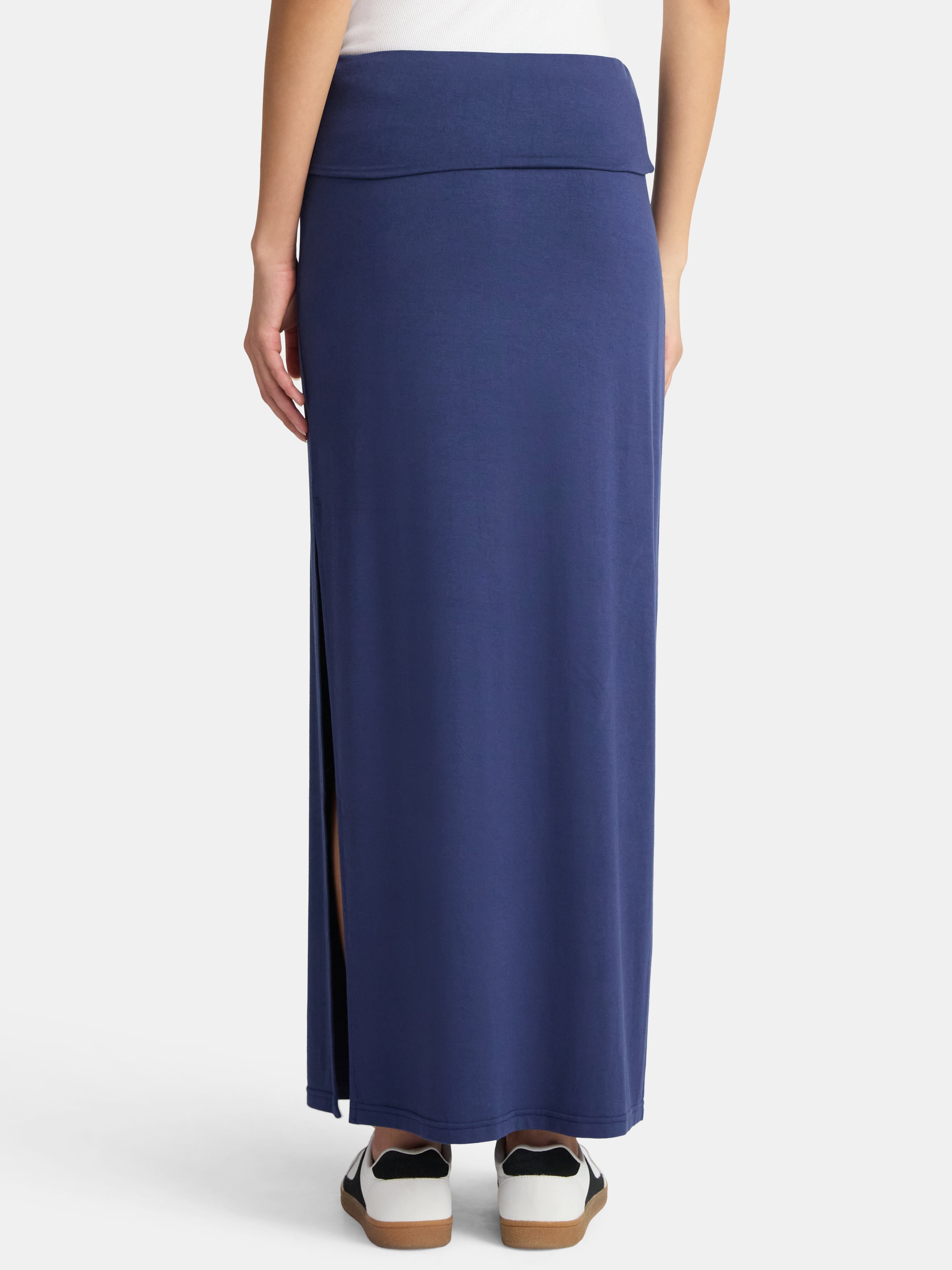 No Boundaries Knit Foldover Slit Maxi Skirt, Women's and Women’s Plus