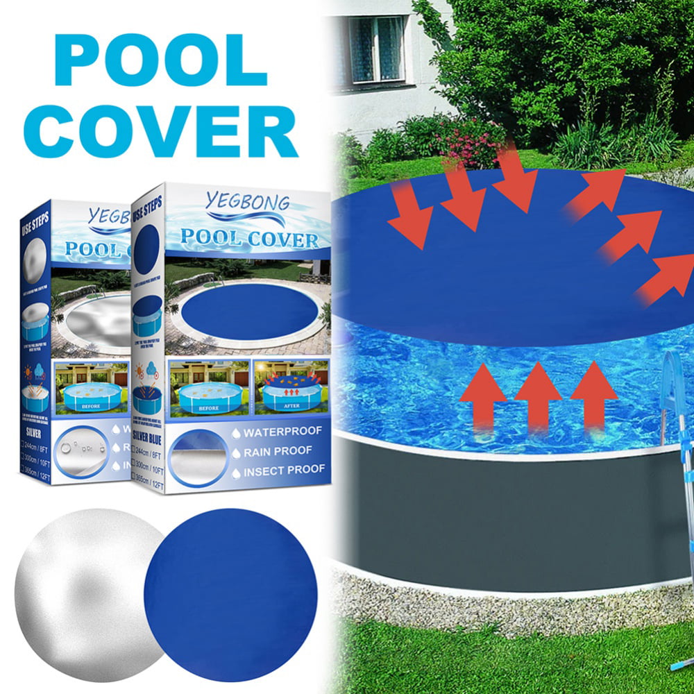 Pool Solar Cover Round Dust-Proof Pool Cover Protector Solar Cover for Round Frame Pools Easy Set Ground Inflatable Swimming Pool Cover,8ft