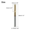 thumbnail image 2 of BTOER 10pcs 1/8" Shank Ti Coat Carbide End Mill Engraving CNC Router Bits 3mm, 2 of 9