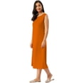 thumbnail image 2 of eloria Women Tunic Top Maxi Sleevless Round Neck Casual Dress Color : Mustrad 2 Size : S, 2 of 6