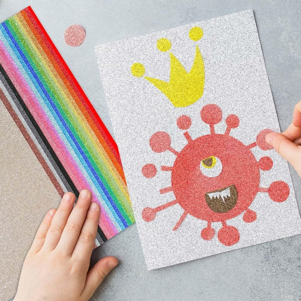 Self-Adhesive Glitter Sheets for Creative Joy, Scrapbook DIY Projects Made Easy with Multicolor Glittery Craft Paper, Sparkling Paper for Unforgettable Gift Box Wrapping (A4, 20