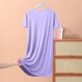 thumbnail image 4 of Idoravan Night Gowns for Adult Women Plus Size Womens Short Sleeve Skirt Summer Thin Loose Dress Casual Solid Color Home Nightgown, 4 of 4