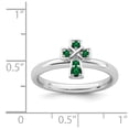 thumbnail image 5 of Sterling Silver Stackable Expressions Rhodiumed 0.12 Ct. Created Emerald Cross Ring Size 9, 5 of 5