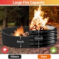 thumbnail image 4 of 48 Inch Large Outdoor Fire Pit Ring Heavy Duty High Heat Resistant Wood Firepit For Outside 12" Tall Galvanized Steel Fireplace & Pits Bowl Backyard Bonfire  Patio Camping, 4 of 9