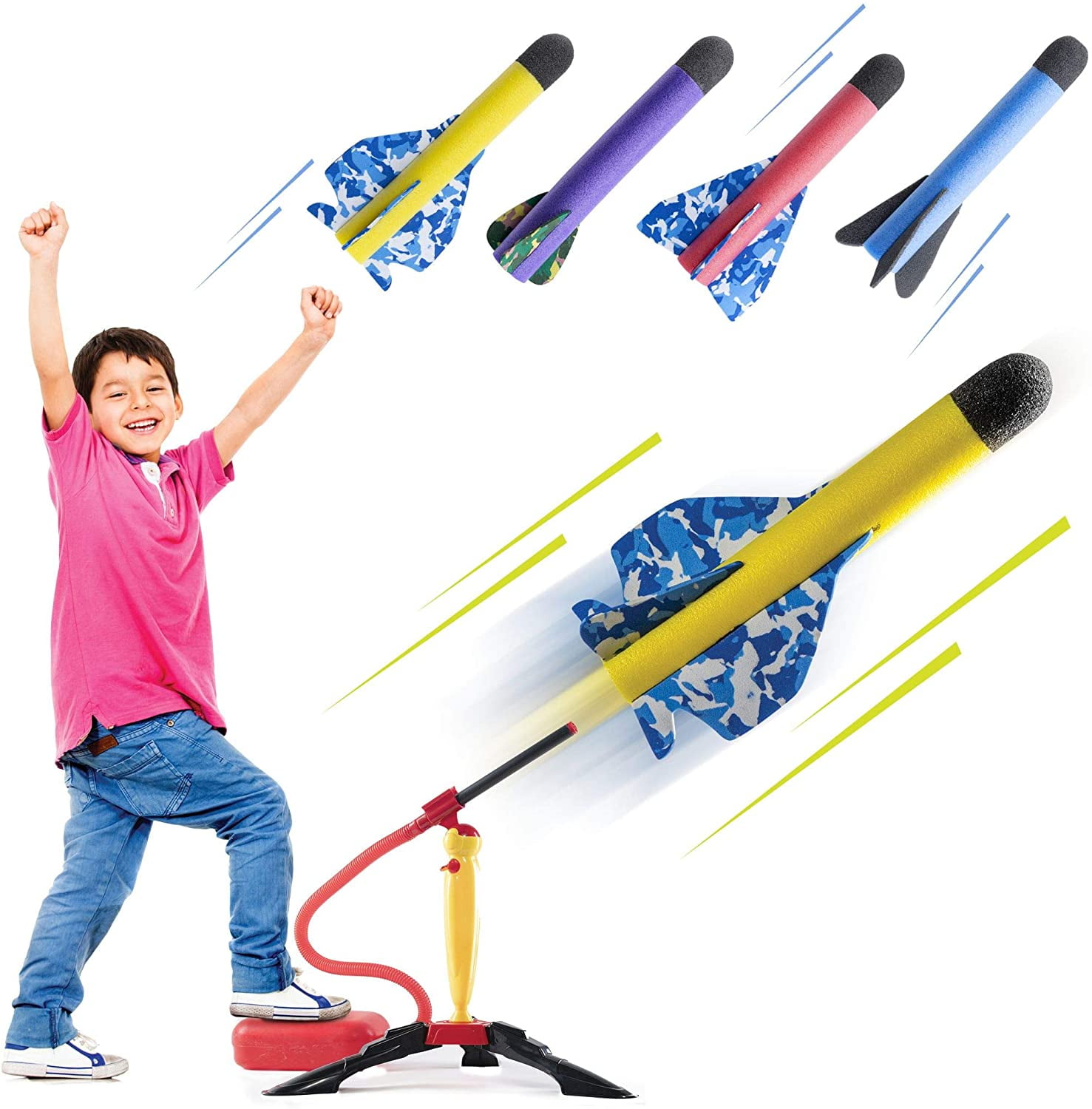 Rocket Toy with 3 Foam Rockets Kids Outdoor Toy Rocket Launcher Stomp Rocket 