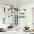 thumbnail image 3 of Industrial 12-Light chandelier, Black and Gold caged Lantern Light Fixture, Rustic Kitchen Island Pendant Lighting, 3 of 7