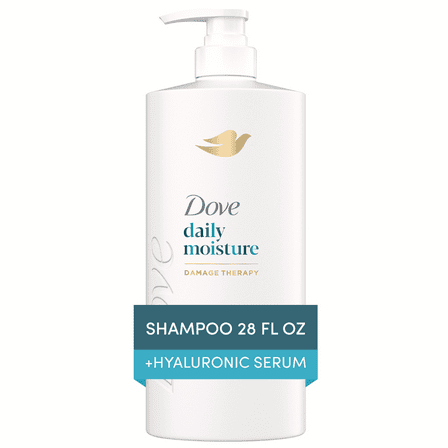 Dove Daily Moisture Shampoo for Smoothness, with Hyaluronic Acid, 28 oz