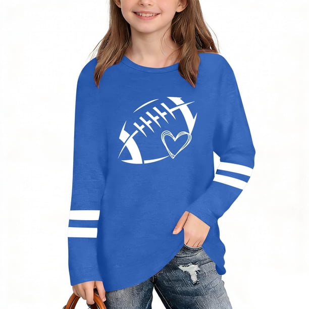 Blusas y camisas de manga larga con cuello redondo Camiseta estampada de manga larga para niños Cuello redondo Manga larga Casual Versátil Top de poliéster para niñas