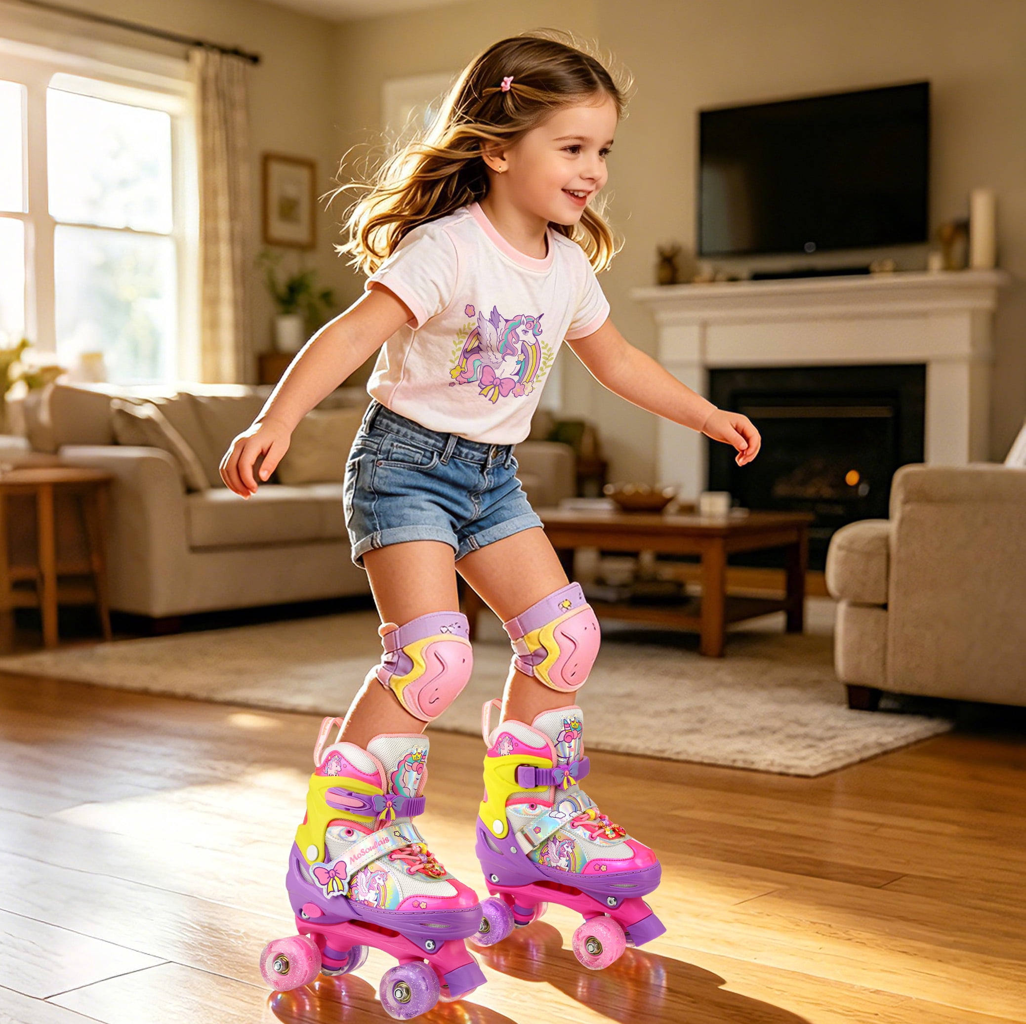Girls Unicron Roller Skates for Kids Toddler Ages 2-4 5-8 8-12,Adjustable RollerSkates W/ LED Light-Up Wheels for Outdoor Beginner Gifts