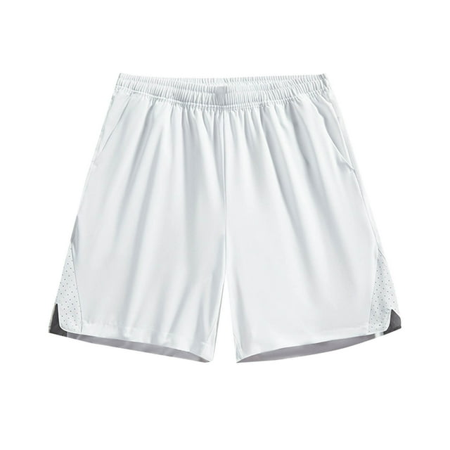 WRKEKC Summer Shorts for Men Solid Color Casual Loose Pocket Lining Drawstring Elastic Waist Shorts 5-Inch Inseam with Comfortable Fit
