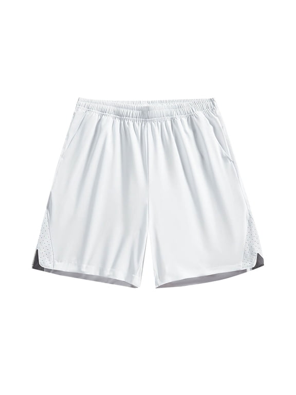 Big & Tall Men's Athletic Shorts, Ice Silk Cooling Workout Short Pants Above Knee Length Performance Quick Dry Training Running Short with Side Mesh