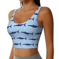 thumbnail image 2 of Fotbe Cute Shark Sujetador Deportivo Largo sin Aros para Mujer con Almohadillas y Soporte Medio, Transpirable y Absorbente, Camiseta Tipo Chaleco o Tank Top-XX-Large, 2 of 8