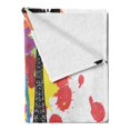 thumbnail image 2 of Paris Soft Flannel Fleece Blanket, Splashing Spots Colorful Modernistic Detailed Sketchy Urban Houses and Eiffel Tower, Cozy Plush for Indoor and Outdoor Use, 50" x 70", Orange Black, by Ambesonne, 2 of 5