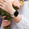thumbnail image 5 of Compatible con Apple Watch Band 41 mm 40 mm 38 mm mujeres, correa delgada y delgada de cuero genuino de grano superior con el último diseño de doble clavo para iWatch Series 7 6 5 4 3 2 1 SE, 5 of 5