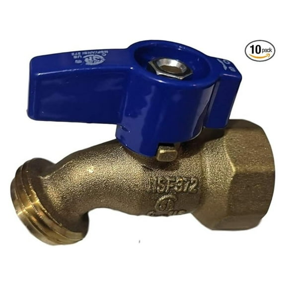 10 Pack 3/4"" Garden Hose Bibb - Potable Water & Oil - NPT to GHT Threaded