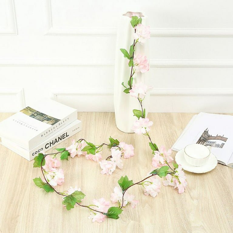 Yannee Cherry Rattan Artificial Flowers - 1 Pack Silk Flowers Bouquet 2.2M  Cherry Blossom for Wedding Home Decoration Light Pink 