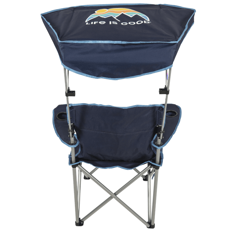 Life is Good Heavy Duty Max Shade Extra Wide Folding Camp Chair With Tilt UV Sun Protection Canopy