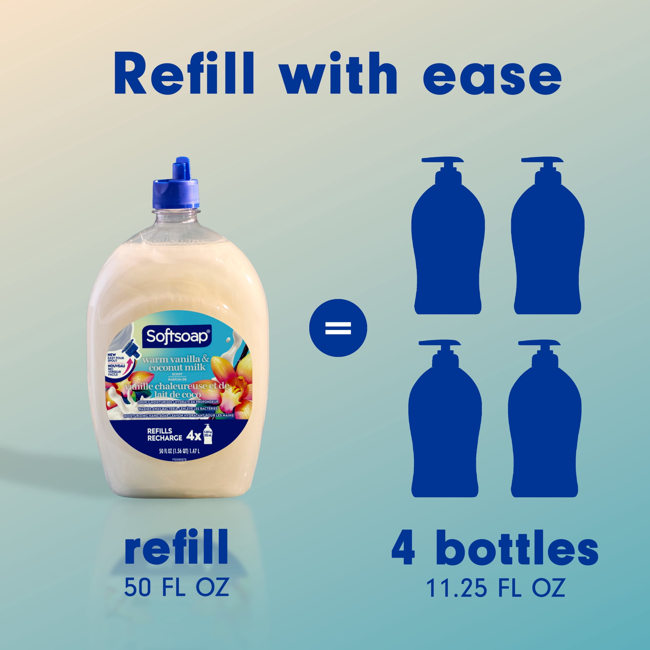 Softsoap Moisturizing Liquid Hand Soap, Warm Vanilla and Coconut Milk Scent, 50 fl oz Refill