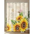 thumbnail image 4 of Shower Curtains Sunflower Bath Curtain Floral Leaves Vintage Waterproof Bathroom Shower Curtain Set with Hooks Decoration 72 x 84 Inches, 4 of 7