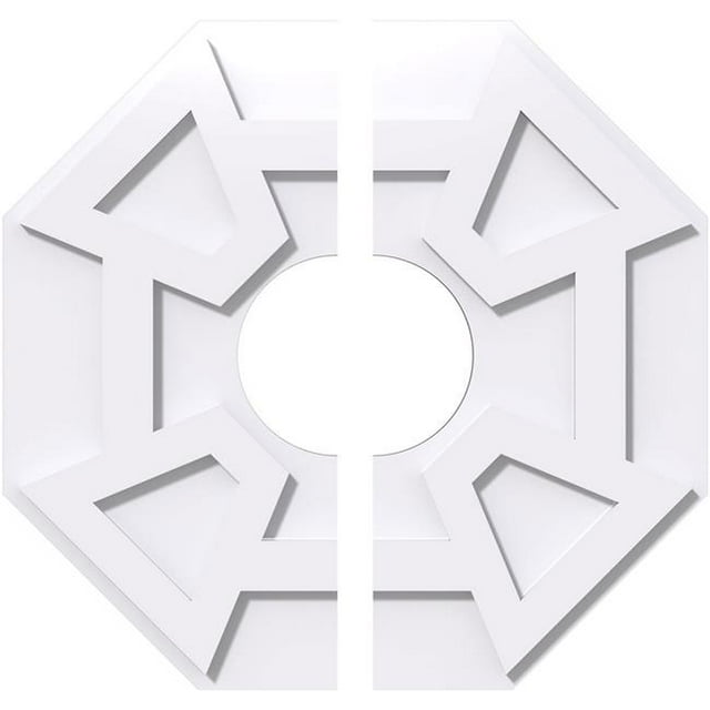 Ekena Millwork CMP20LG2-06000 20 Pouces OD x 6 Pouces ID Carré Logan Architectural Grade Médaillon de Plafond Contemporain PVC - 2 Pièces