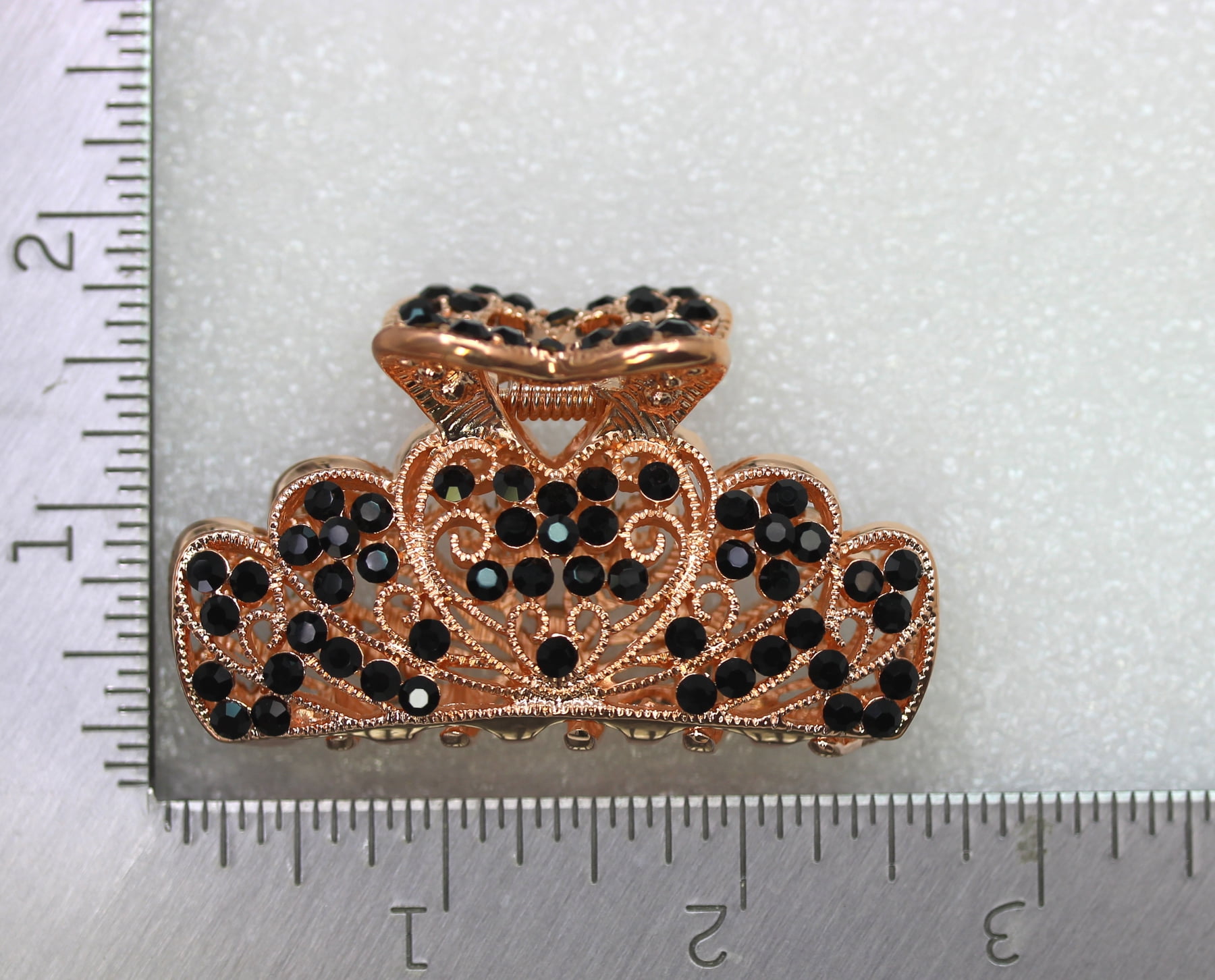 Faship Gorgeous Black Rhinestone Crystal Floral Hair Claw Clips
