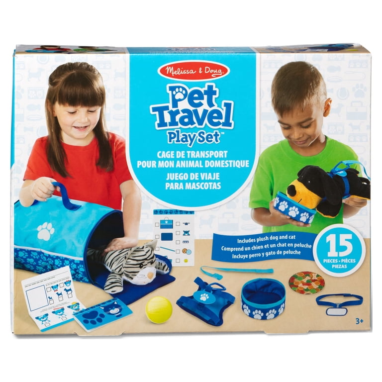 Melissa & Doug Tote & Tour Pet Travel Play Set, 15 pcs, Plush Cat