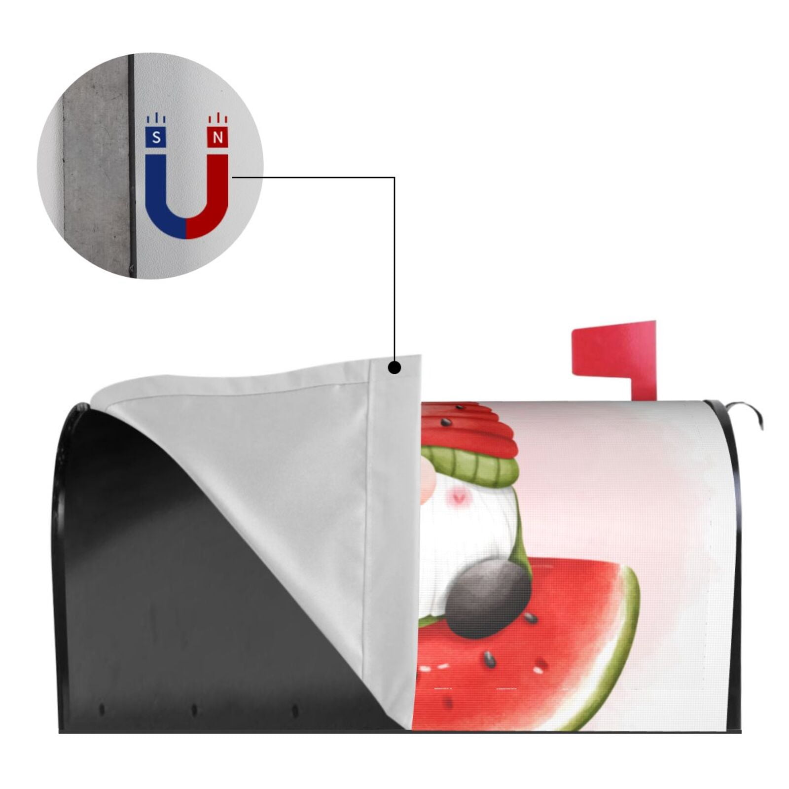 Logiee Watermelon Gnome Print Post Letter Box Wrap Decor, Mailbox Cover Suitable for Standard Mailbox and Large Size Mailbox,Outdoor Yard Decoration-21x18 in
