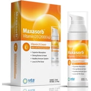 Vita Sciences Maxasorb Vitamin D3 Topical Cream, 2000 IU, Supports Immune System, Bone, and Heart Health, 1.7 oz