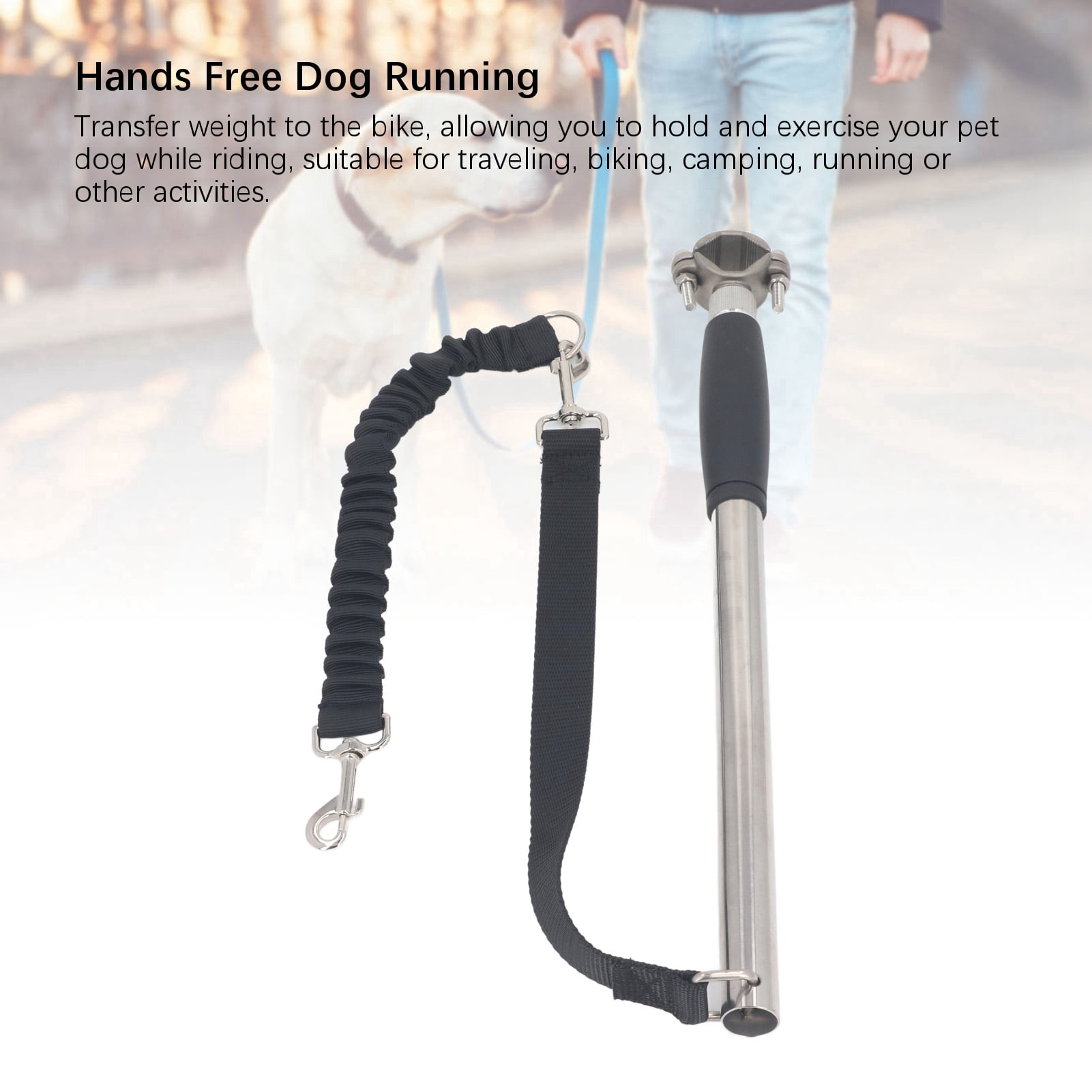 LAZIOEGR Retractable Bicycle Dog Leash High Strength Stainless Steel Safety Exerciser for Hands-Free Jogging and Training Outdoors - Compatible with Most Bikes (18.1 inches / 46 cm)