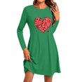 thumbnail image 5 of Tauxra Women Valentine Print Round Neck Long Sleeve Dress,Casual Pullover, 5 of 6
