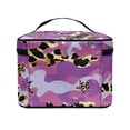 thumbnail image 4 of HELLHERO Travel Organizer with Brush Slots Make up Cosmetic Bags Wide-open Travel Make Up Organizer for Cosmetics & Toiletries Purple Leopard Camo, 4 of 6