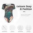 thumbnail image 5 of Haiem Flower White Dolphin Women's Crew Neck Short Sleeve Bodysuit Tops Stretchy Slim Basic-Large, 5 of 8