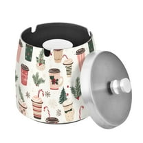 Yayeee Ashtray with Lid for Cigarette Smokeless Stainless Steel Home Ash Holder, Christmas Cups