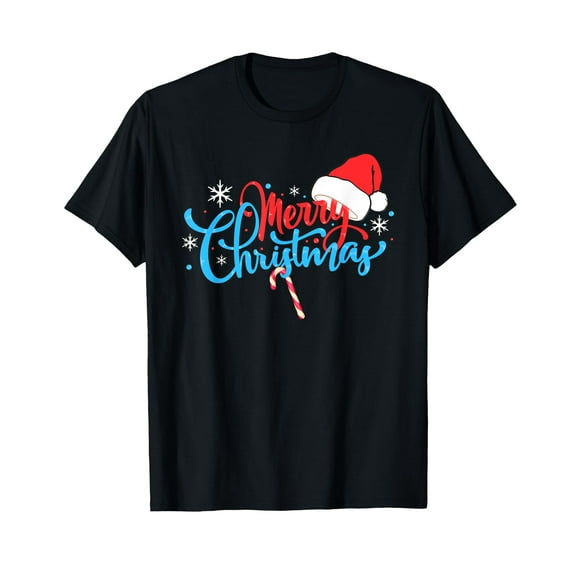 Merry Christmas Cute Santas Hat Candy for Women Men Girl Boy T-Shirt,Women's short-sleeved T-shirt to celebrate the coming of Christmas