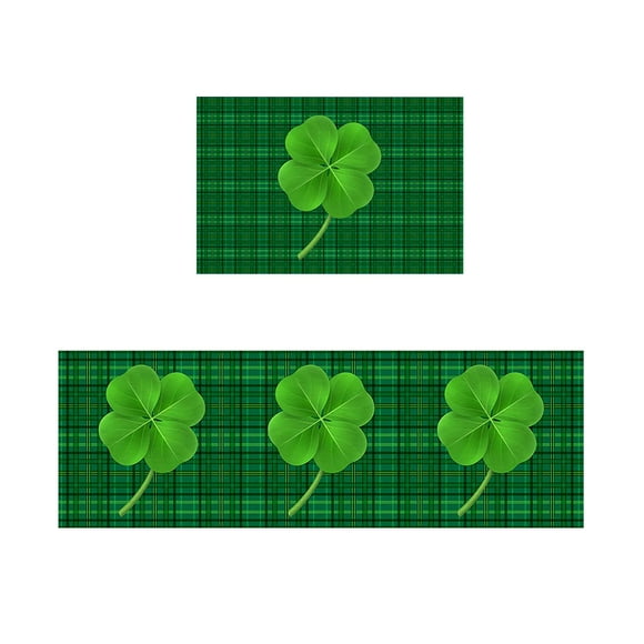 Hearth & Gear Tapis et Carpettes de Cuisine pour la Saint-Patrick, Ensemble de 2, Tapis de Sol de Cuisine Rembourrés contre la Fatigue, Ensemble de Tapis Non Cuisine, Tapis de Confort pour Rester Debout, Journaux, Couverture Jetée, Couverture de Traction, Épais, Chaud, Grand