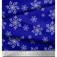 thumbnail image 2 of Soimoi Blue Cotton Duck Fabric Snow Flakes Floral Print Fabric by the Yard 56 Inch Wide, 2 of 3