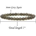 thumbnail image 2 of Natural Gray Agate Gemstone 6mm Round Beads Stretch Bracelet 7" Unisex, 2 of 2