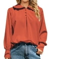 thumbnail image 2 of cfhntfmh Fall Shirts for Women Elegant Collared Buttons Long Sleeve Work Blouses Loose Solid Color Business Casual Tops, 2 of 6