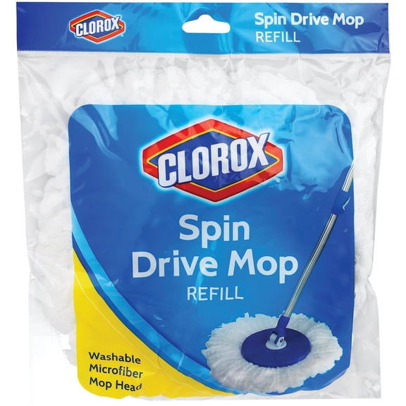 Clorox Deluxe Spin Mop Head Refill - Microfiber, Wet - White
