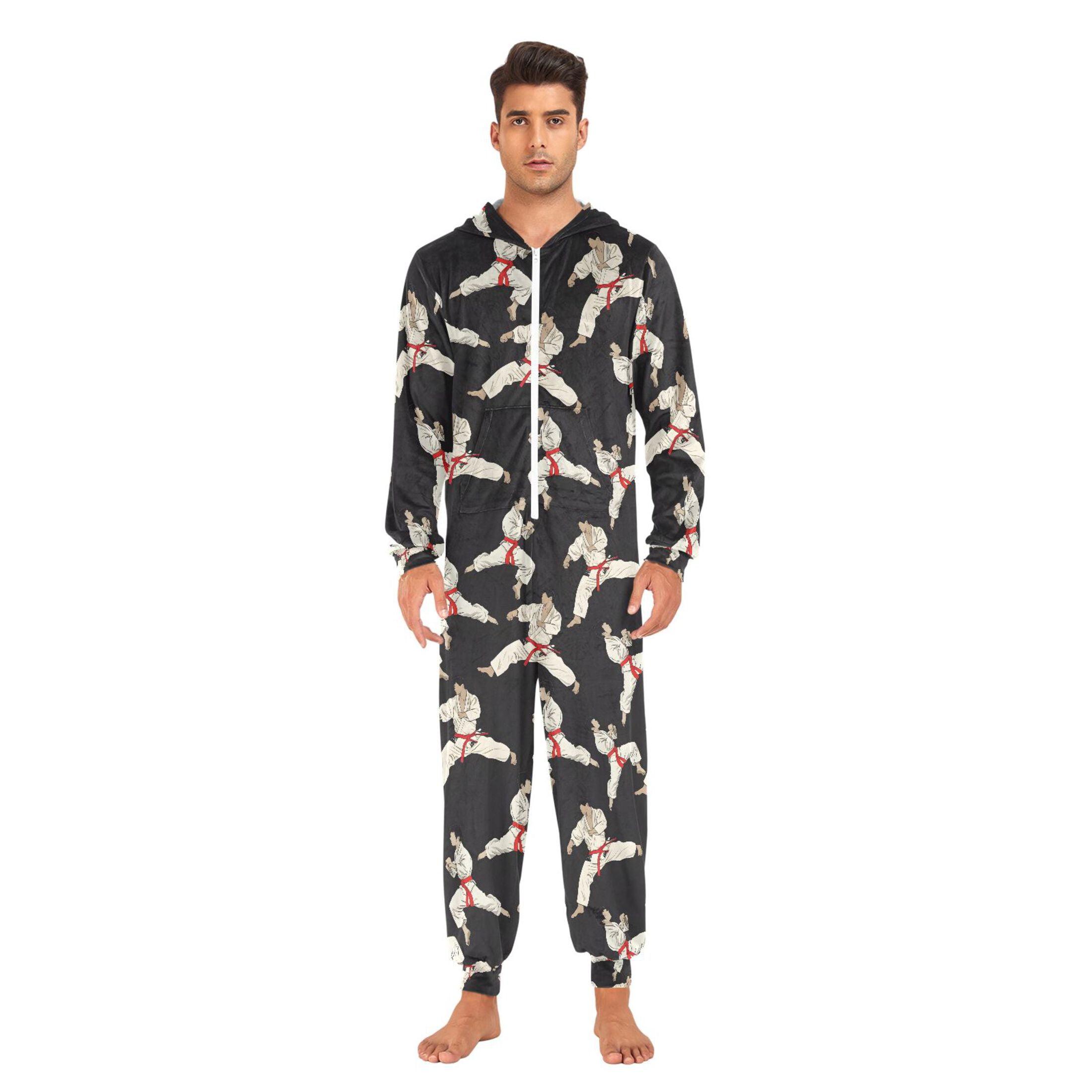 joogoo Karate Pattern Unisex Adults Onesies Pajamas Jumpsuits XL