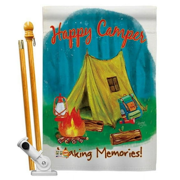 Breeze Decor BD-OU-HS-109047-IP-BO-D-US16-BD 28 x 40 in. Making Memories Nature Outdoor Impressions Decorative Vertical Double Sided House Flag Set & Pole Bracket Hardware