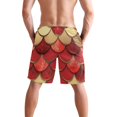 thumbnail image 3 of Dailycode Men's Quick Dry Swim Trunks Beach Shorts Casual Summer Board Shorts with Pockets, Red Gold Scales, 3 of 8