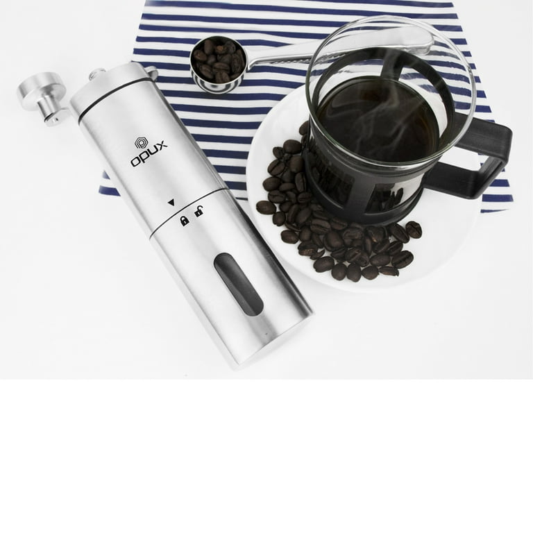 Lasting Coffee Manual Coffee Grinder with Stainless Steel Burr | Premium Conical Whole Bean Hand Mill with Adjustable Settings | Portable Hand Crank
