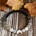 thumbnail image 2 of Selenite Labradorite White Moonstone Bracelet with Moon-shaped Mother of Pear, 2 of 4