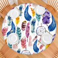 thumbnail image 2 of Stretchable Bohemian Tablecloth with Vibrant Floral Design, Elastic Hem for Round Tables 52-56 Inches, Easy Care, 2 of 7