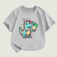 thumbnail image 2 of YABCSAZ Easter Tops for Toddler Baby Short Sleeve Dinosaurs & Eggs Tops Summer Casual Crewneck Tee Shirt Kids Loose Tops Boys Girls Outfits Size 3 T, 2 of 3