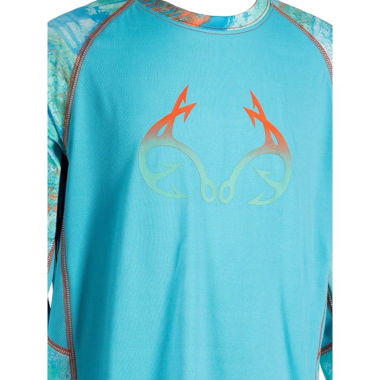 Realtree Kid's Long Sleeve Fishing Tee, Youth Swim Shirt in RT Aspect Baja  Blue, Sizes XS-XL 