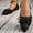 Black, variant on Women's Mesh Ballet Flats Pointed Toe Mary Jane Flats with Bow & Flowers Slip On Comfy Sweet Flat Shoes Dressy Casual Office
