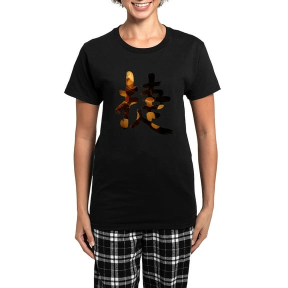 CafePress - Kanji Victory Pajamas - Women's Short Sleeve Print T-Shirt and Pants Dark Cotton Pajama Set