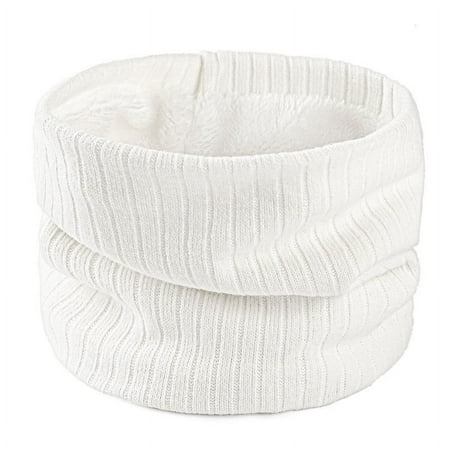 Nvzi-c Winter Knitted Neck Gaiter Neck Warmer Men Women Windproof Scarf White